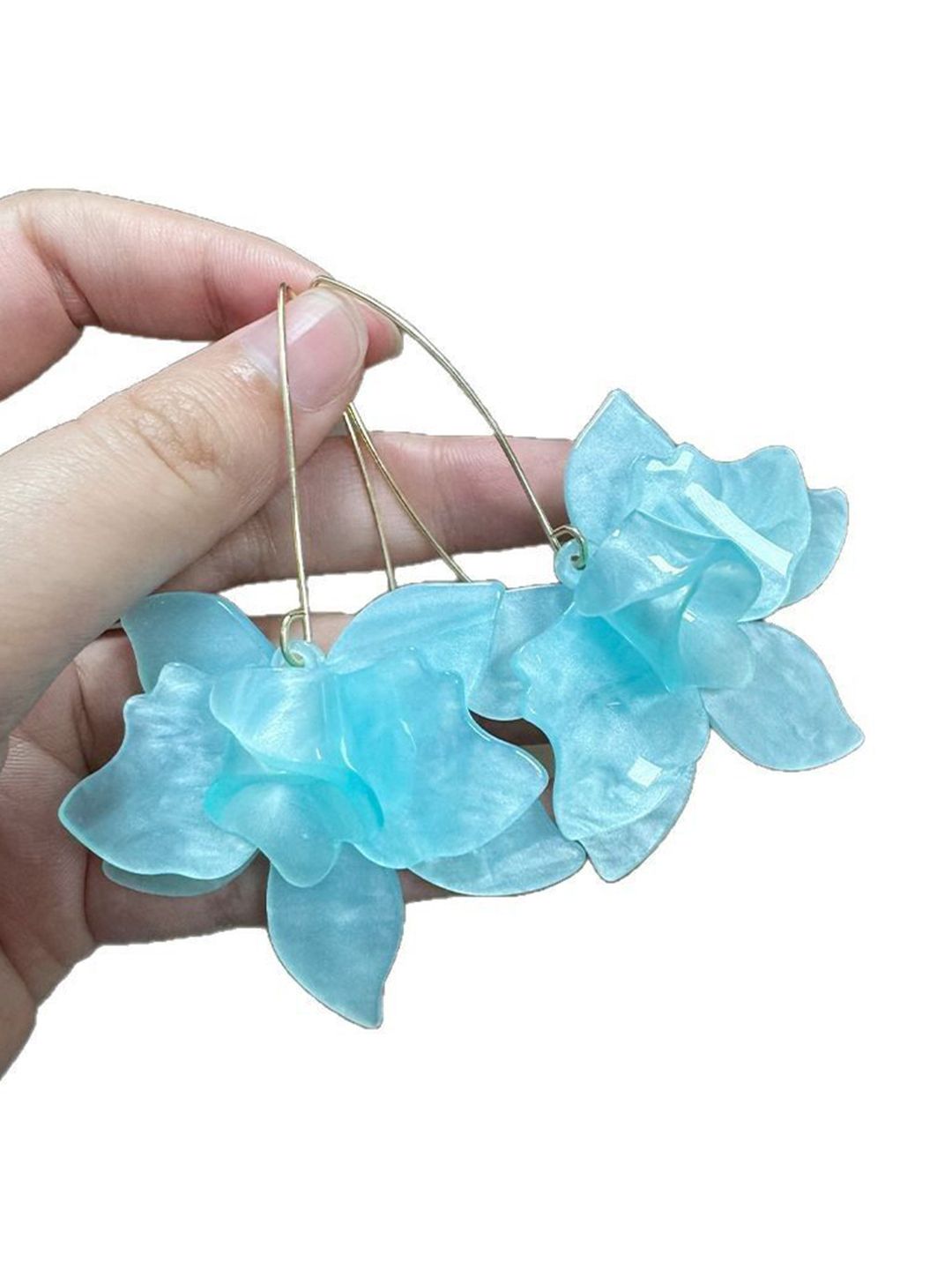 Gold Plated Floral Shaped Drop Earrings