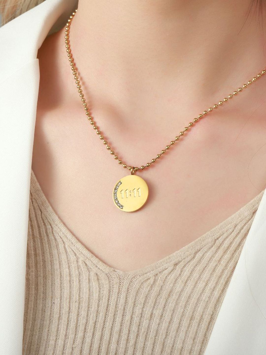 SALTY Gold-Plated 11.11 Charm Pendant With Chain