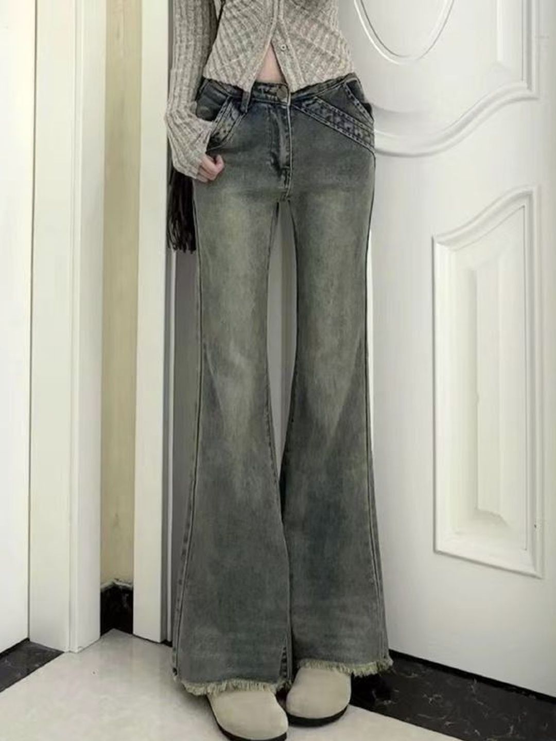 Women Flared Mid-Rise Light Fade Jeans