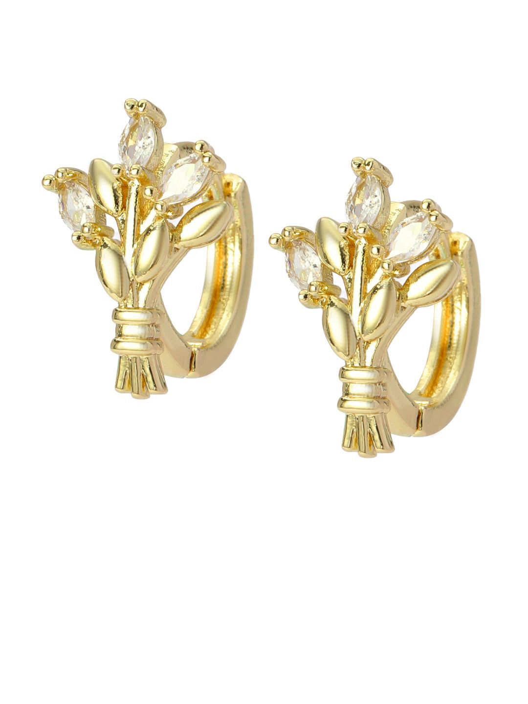 SALTY Gold-Plated Contemporary Artificial Stone Studded Studs Earrings