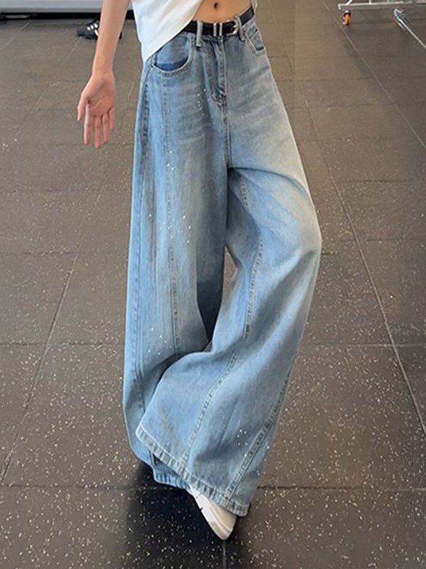 Men Wide Leg Mid-Rise Light Fade Jeans