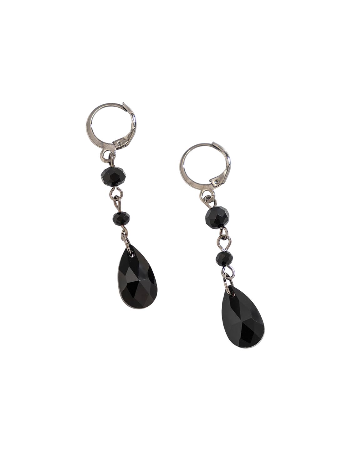 Silver-Plated Teardrop Shaped Drop Earrings