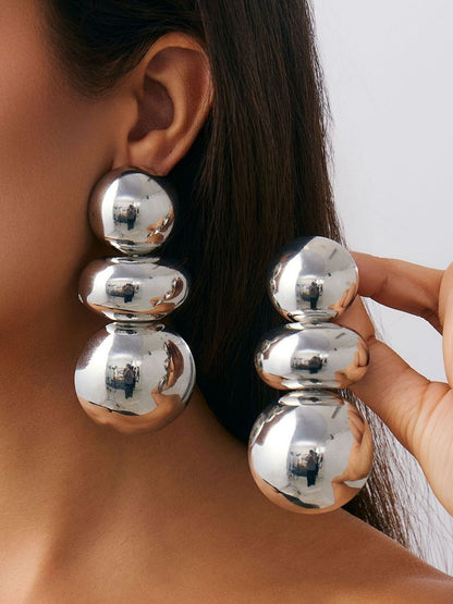 Oval Silver-Plated Drop Earrings