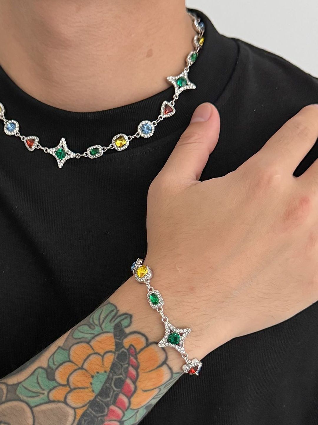 Men Handcrafted Silver-Plated Multistrand Bracelet