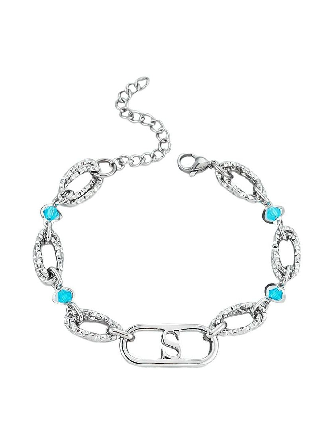 Men Antique Silver-Plated Link Bracelet
