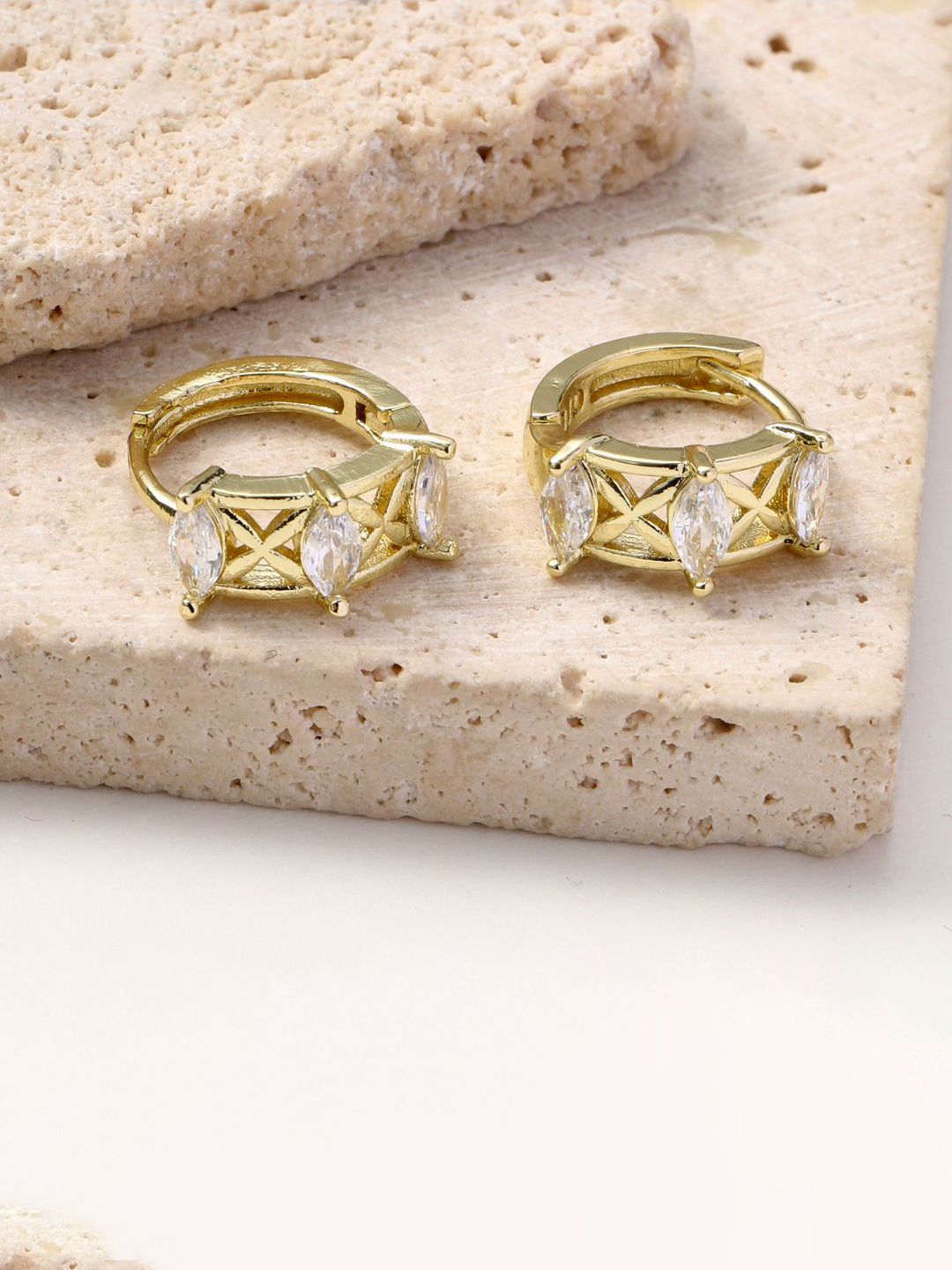 SALTY Gold-Plated Diamond Loop Contemporary Studs Earrings