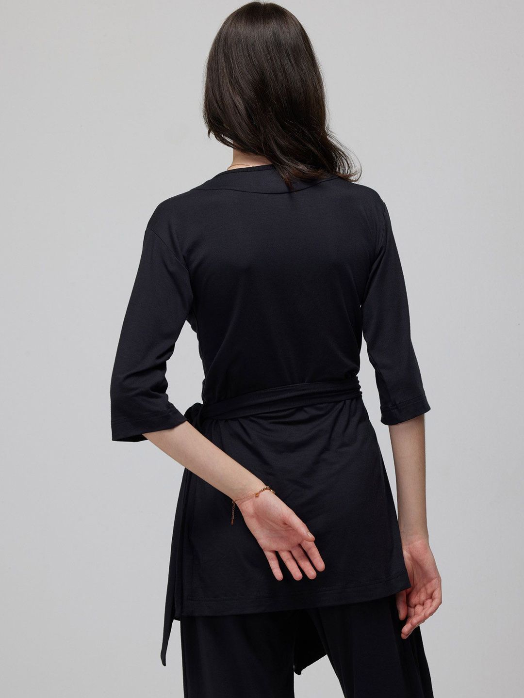 Black Ease Wrap Top