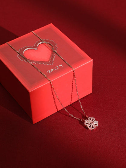 SALTY 2-Way Multi Wearing Magnetic Heart Clover Necklace for Women