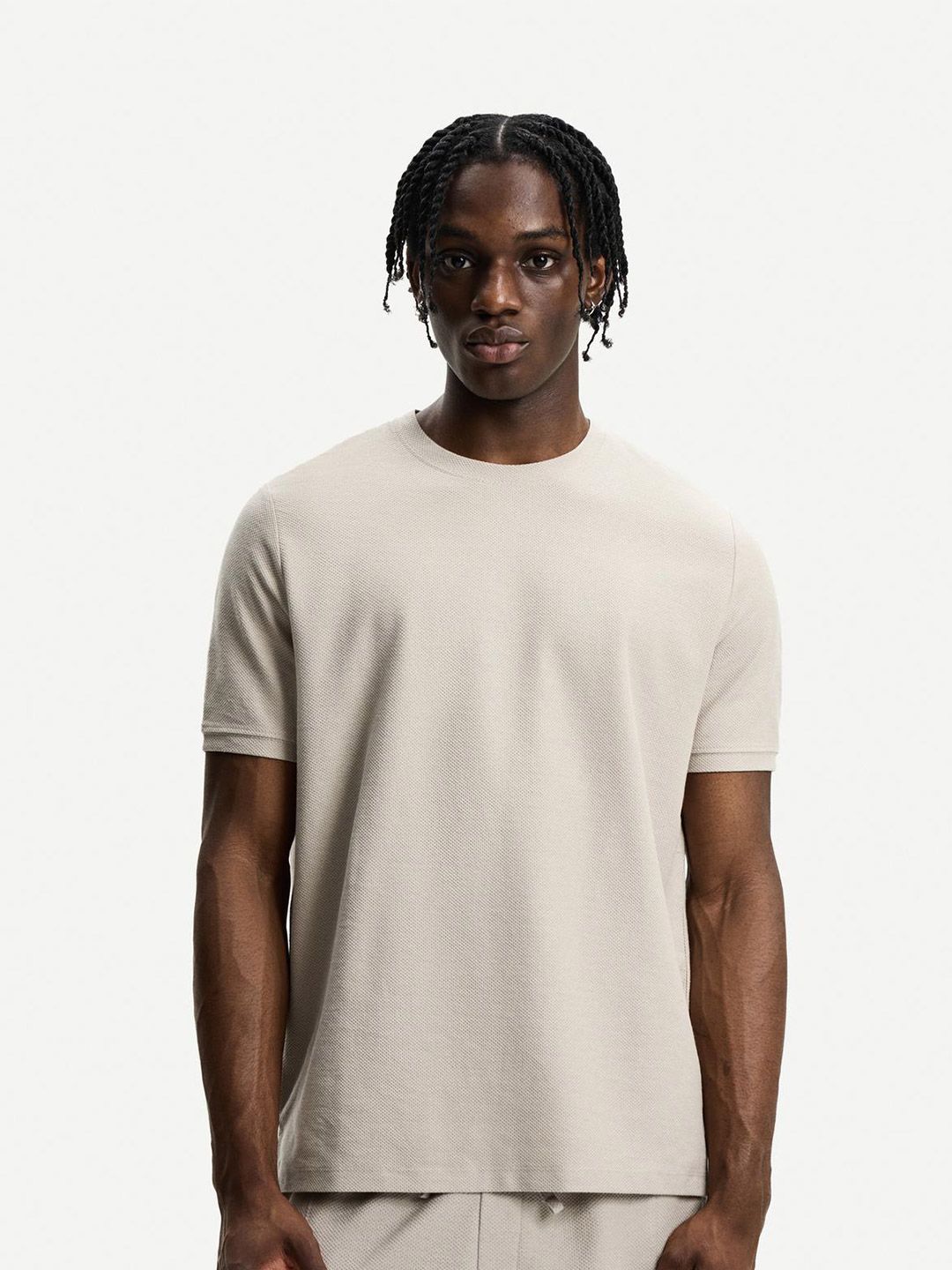 Textured short sleeve T-shirt