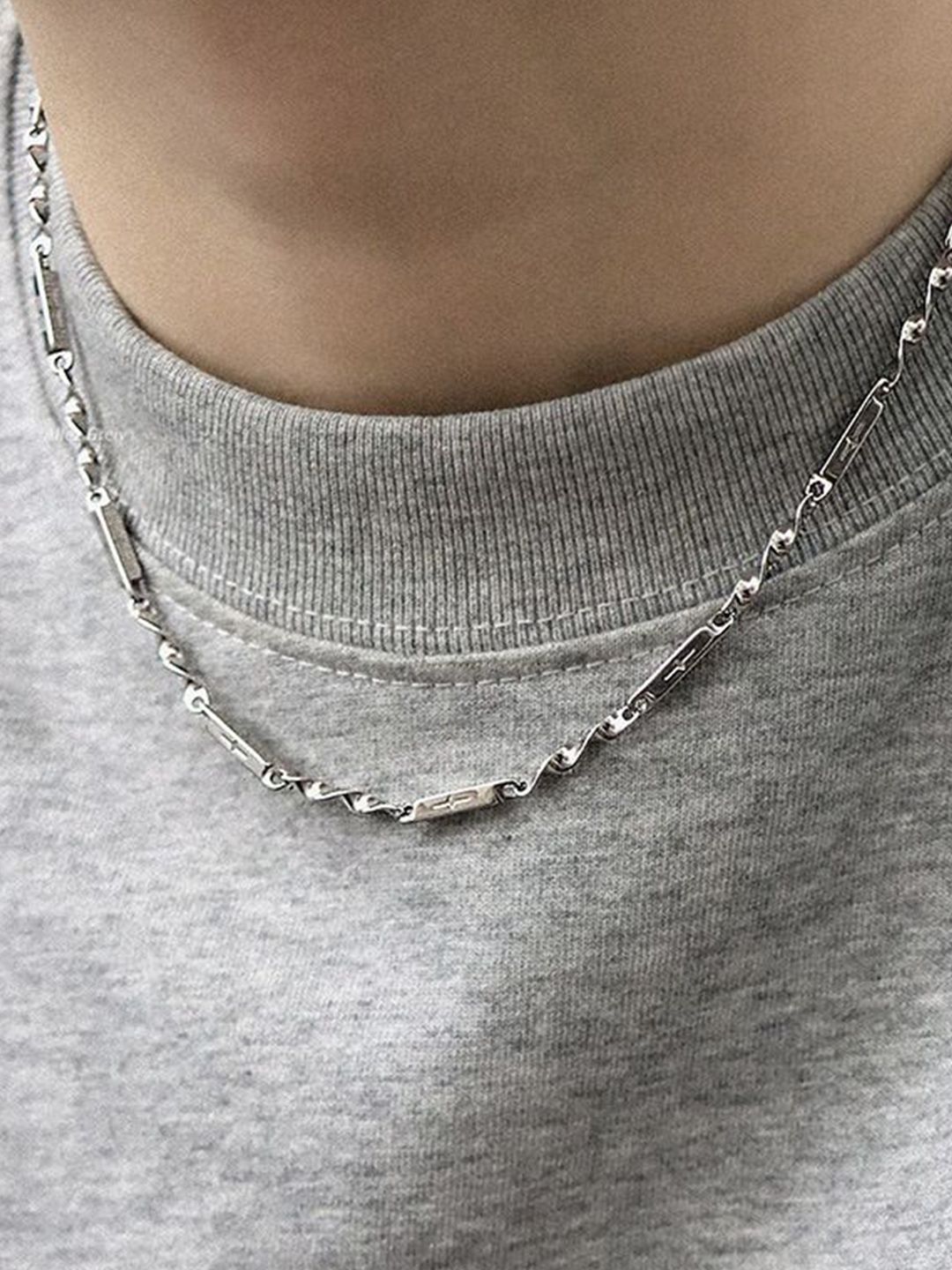 Silver-Plated  Stainless Steel Minimal Chain