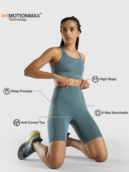 Women Slim Fit High-Rise Cycling Sports Shorts