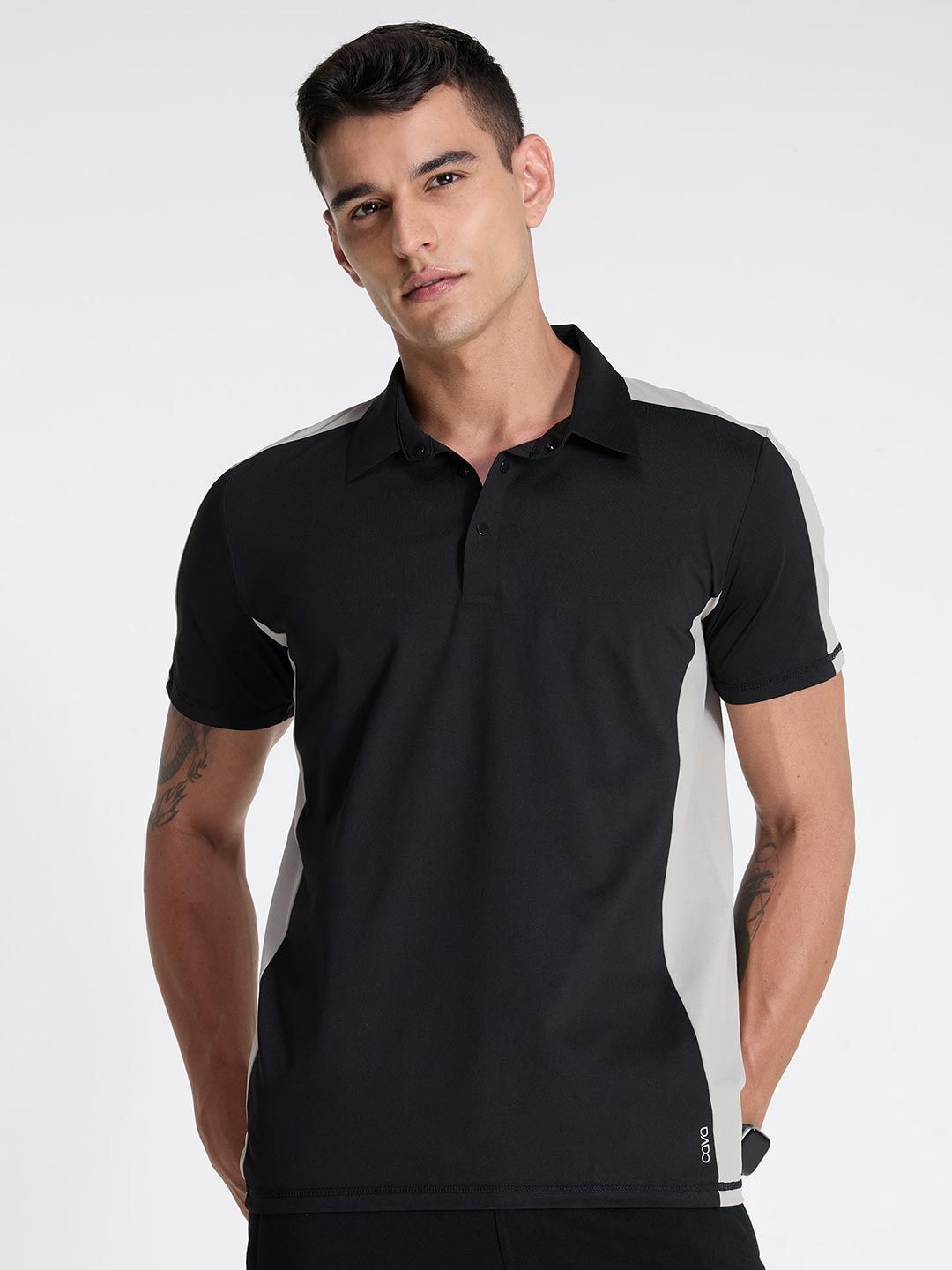 Black Contrast Bonded Polo