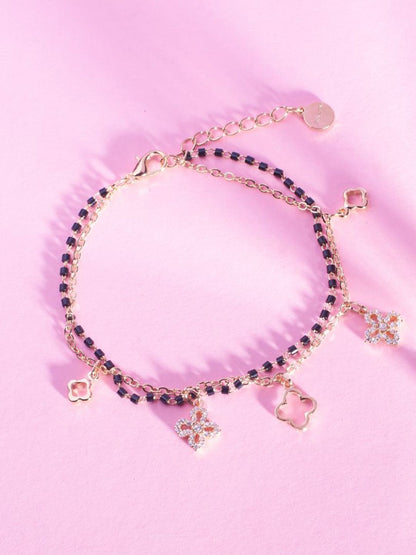 SALTY Women Wraparound Stone Studded & Pearls Beaded Bracelet