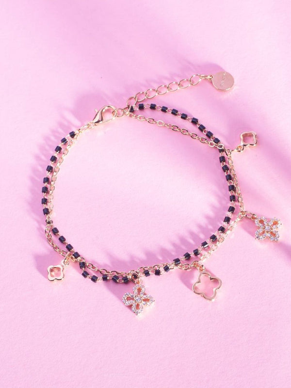 SALTY Women Wraparound Stone Studded & Pearls Beaded Bracelet