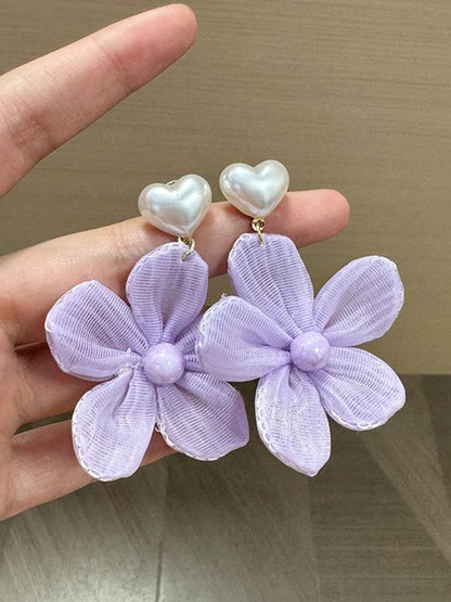 Artificial Beaded Floral Shaped Drop Earrings