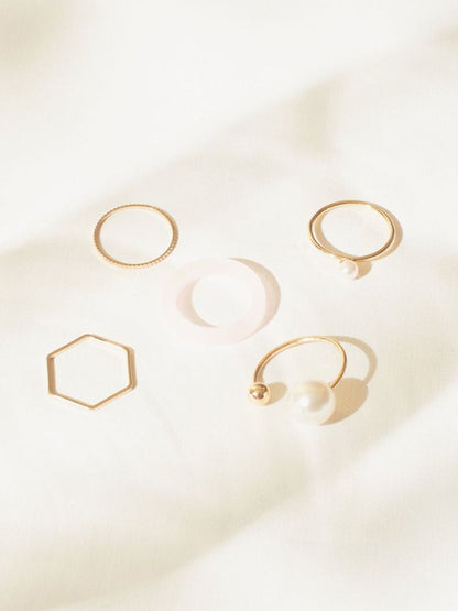 SALTY Set Of 5 Jamila Stylish Adjustable Finger Ring