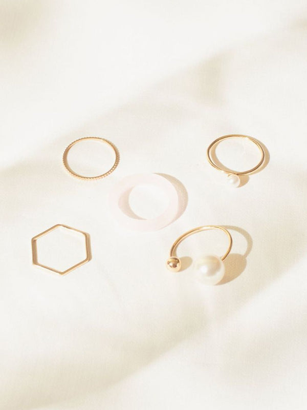 SALTY Set Of 5 Jamila Stylish Adjustable Finger Ring