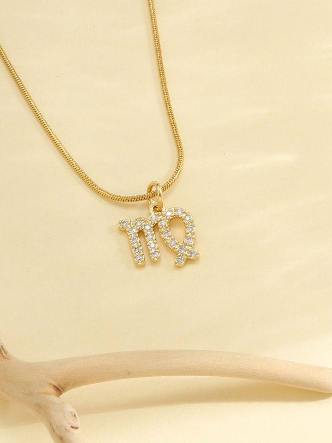 SALTY Set Of 2 Stones-Studded Cancer & Virgo Pendant With Chain