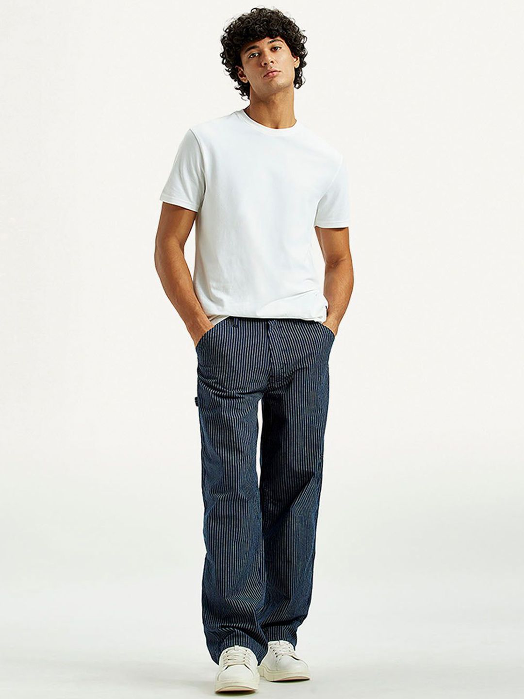 Men Striped Mid-Rise Baggy Fit Jeans