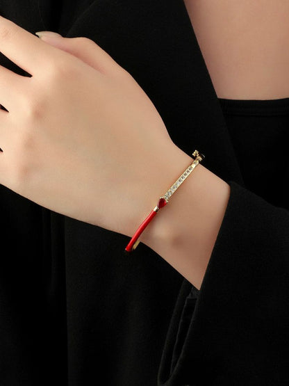 SALTY Gold-Plated Stone Studded Delicate Blossom Bangle-Style Bracelet