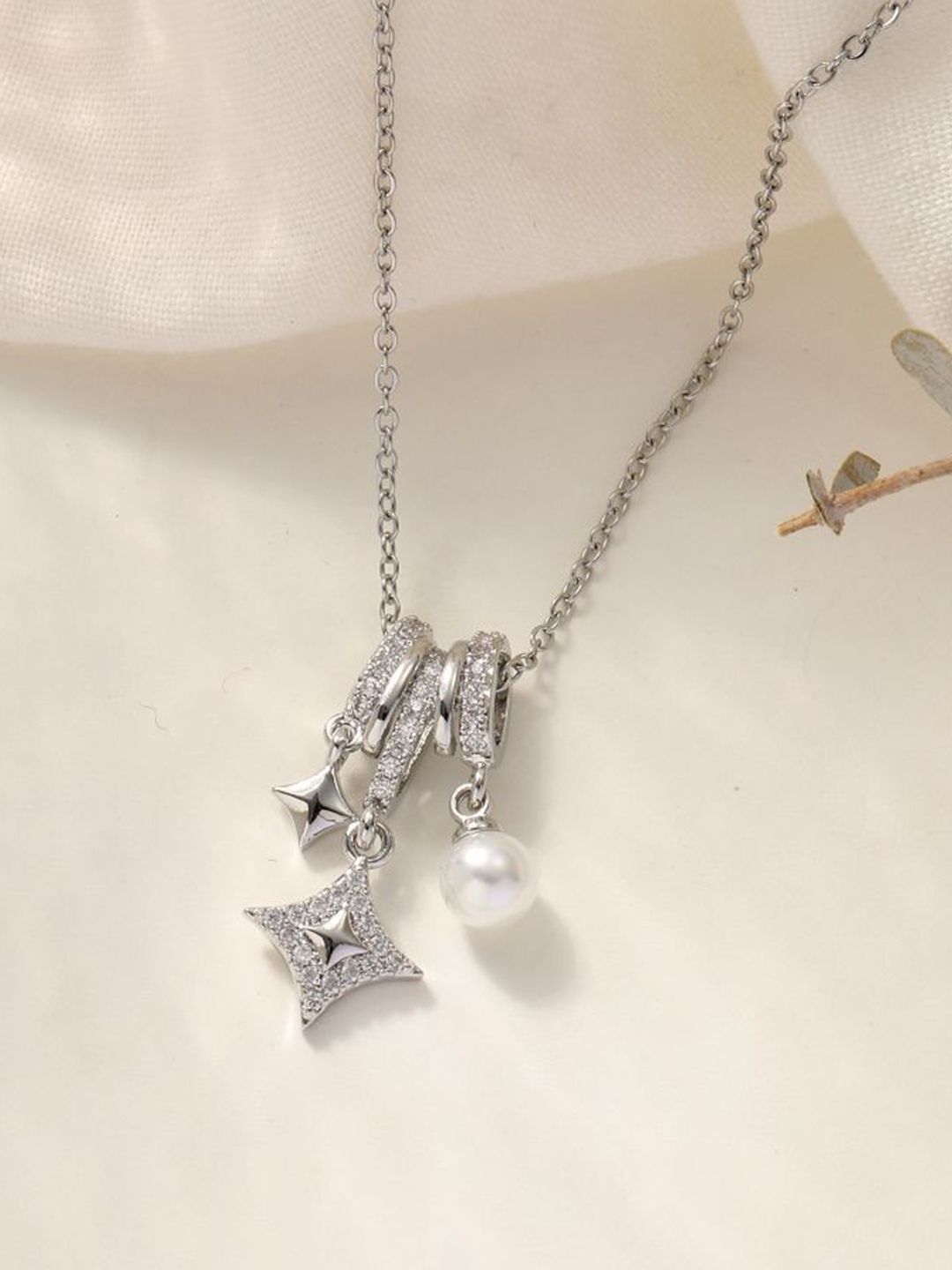 SALTY Stainless Steel Artificial Stones and Beads Pendants with Chains
