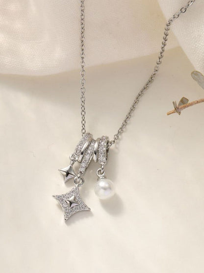 SALTY Stainless Steel Artificial Stones and Beads Pendants with Chains