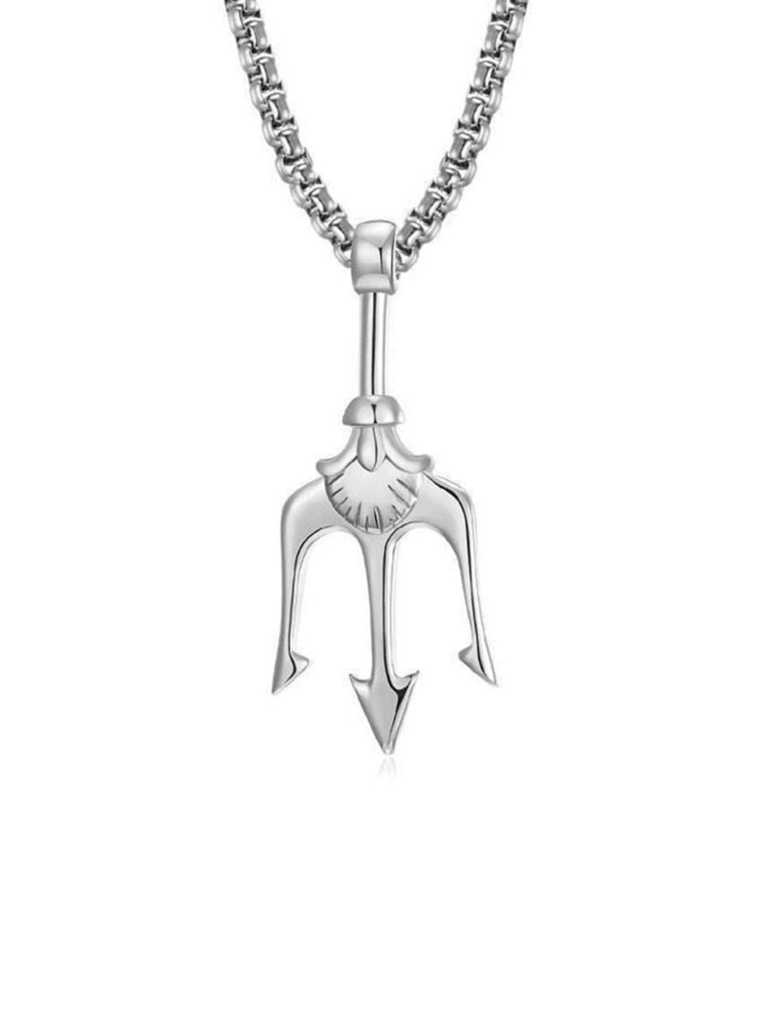 SALTY Pack of 2 Men Shivatrishul Silver Pendant