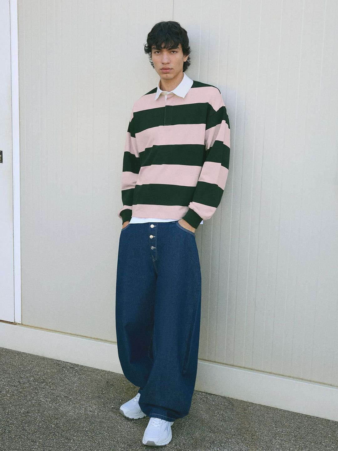 Striped plush polo shirt