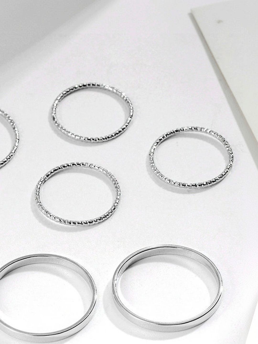 Set of 10 Silver-Plated Finger Rings