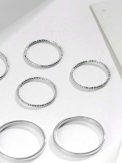 Set of 10 Silver-Plated Finger Rings