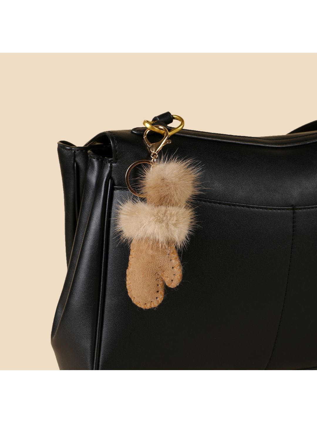 SALTY Brown Winter Mittens Pom Bag Charm