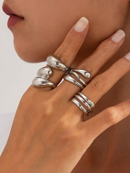 Set of 4 Silver-Plated Finger Ring