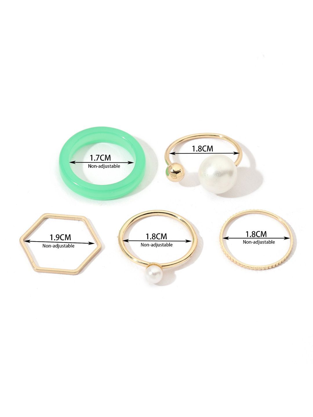 SALTY Set Of 5 Modern Maven Stylish Adjustable Finger Ring