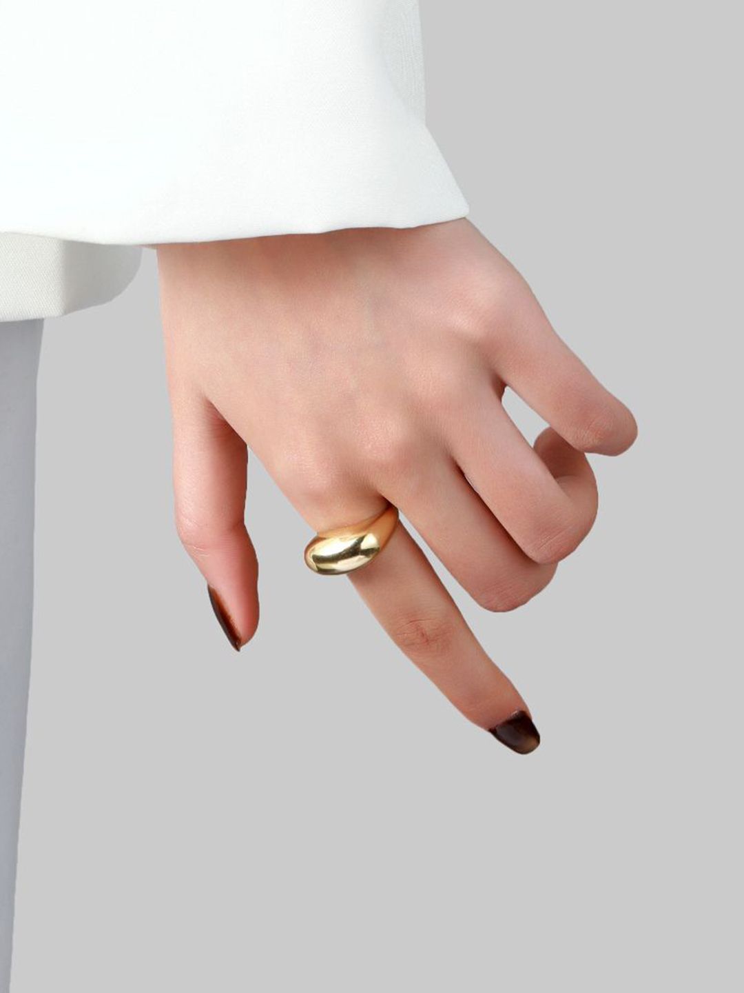 SALTY Golden Plated Stackable Rings For Women & Girls Stylish Adjustable Finger Ring