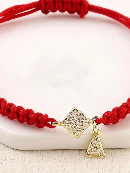 SALTY Pack of 2 Women Red Thread Initial Bracelet - Alphabet-C
