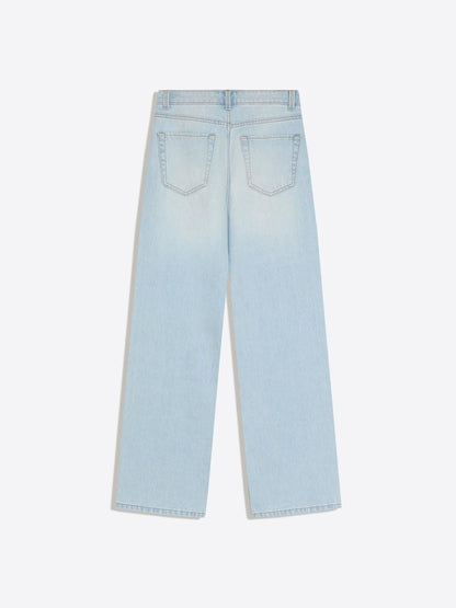 High-Waist Wide-Leg Straight Jeans