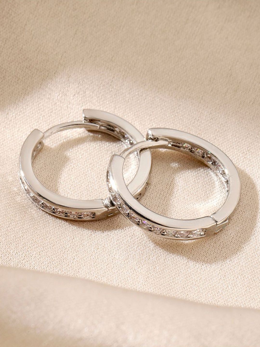 SALTY Odessa Contemporary Artificial Stones Studded Hoop Earrings