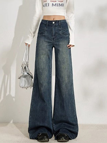 Women Wide Leg High-Rise Light Fade Jeans