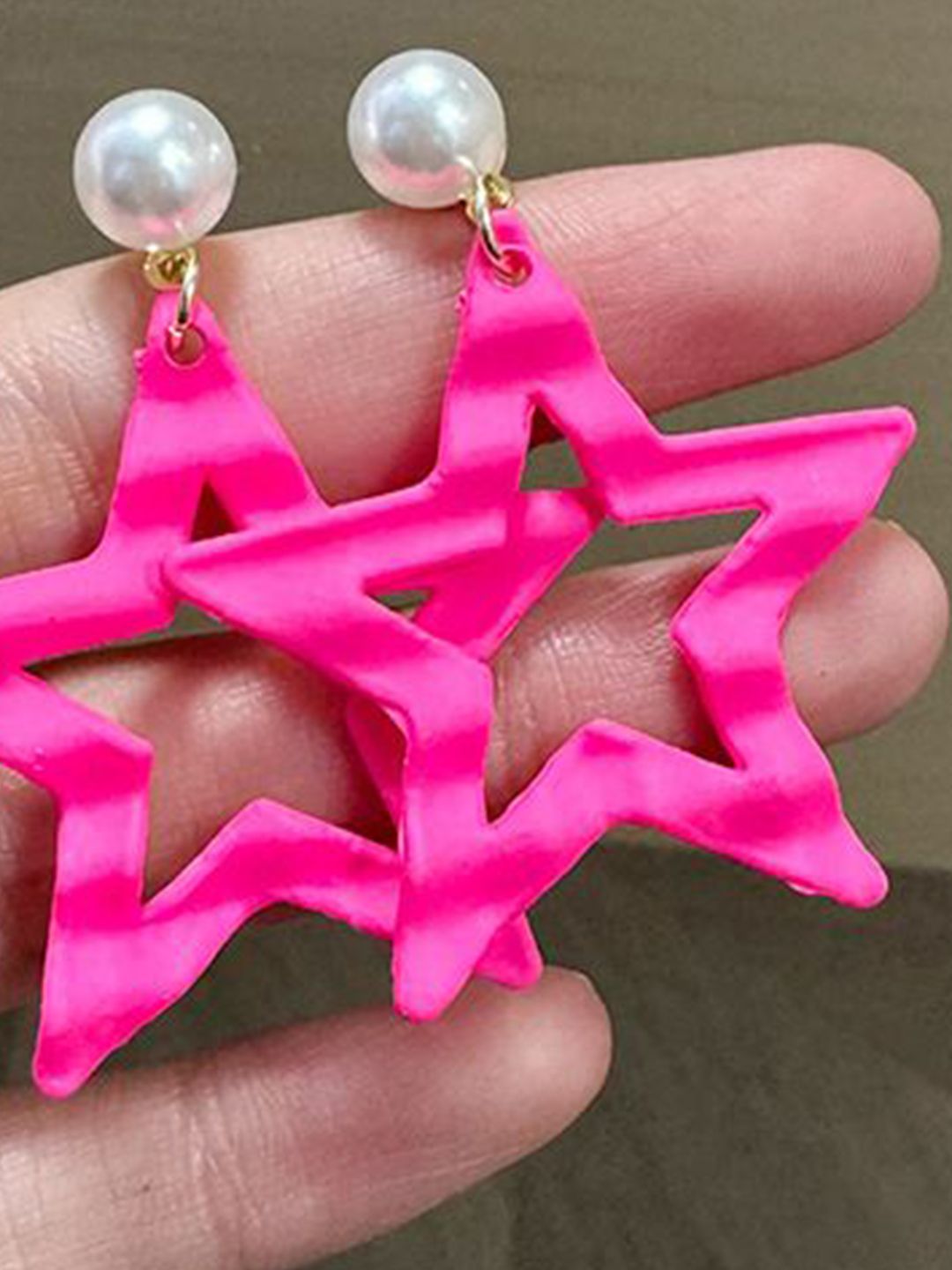 Artificial Beads Star Shaped Drop Earrings