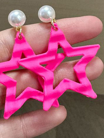 Artificial Beads Star Shaped Drop Earrings