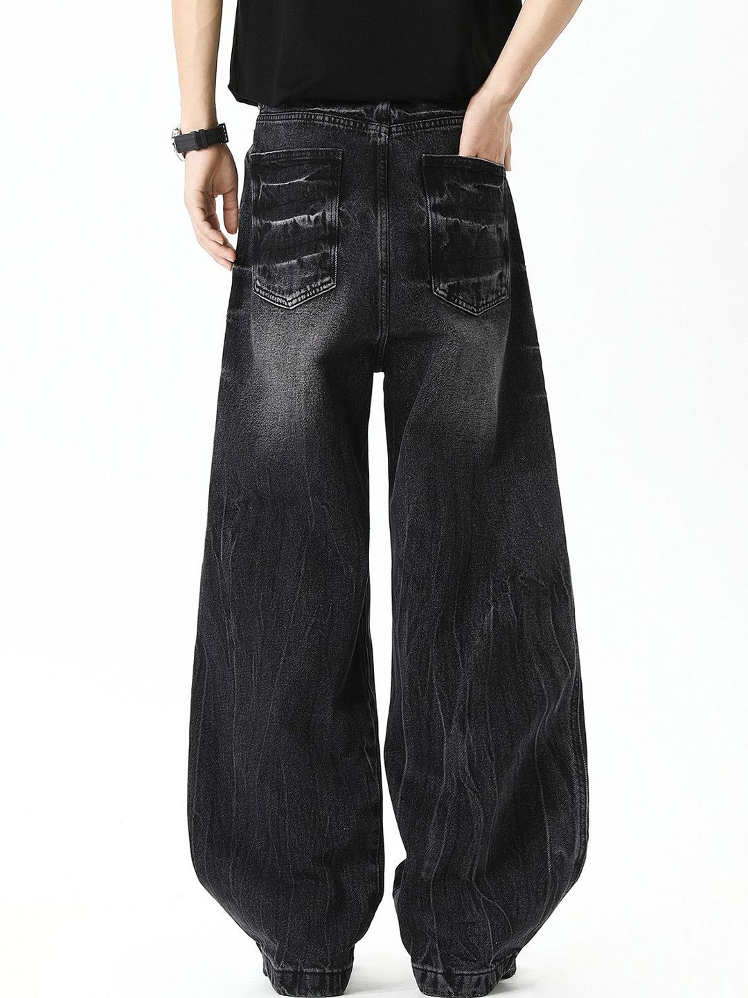 Men Wide Leg Mid-Rise Jeans