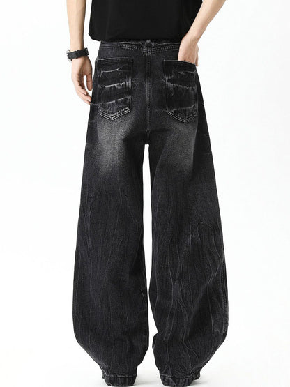 Men Wide Leg Mid-Rise Jeans
