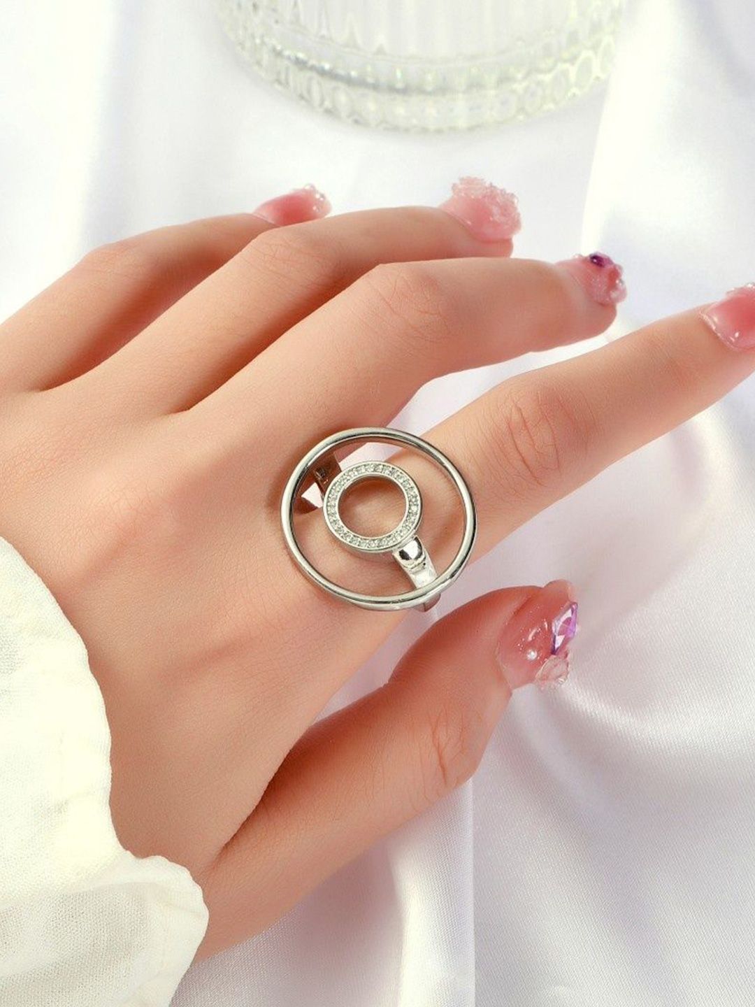 SALTY Women & Girls Artificial Stones Studded Glamour Twist Diamond Ring
