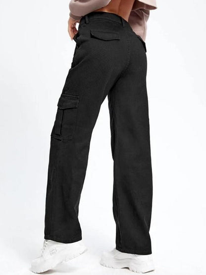 Women Cotton Straight Fit High-Rise Cargo Styles Jeans