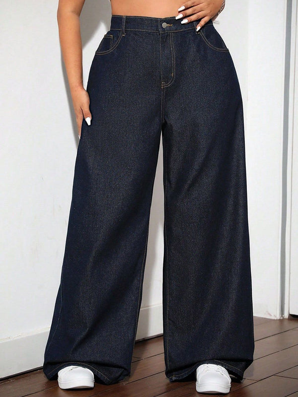 Women Wide Leg High-Rise Stretchable Jeans