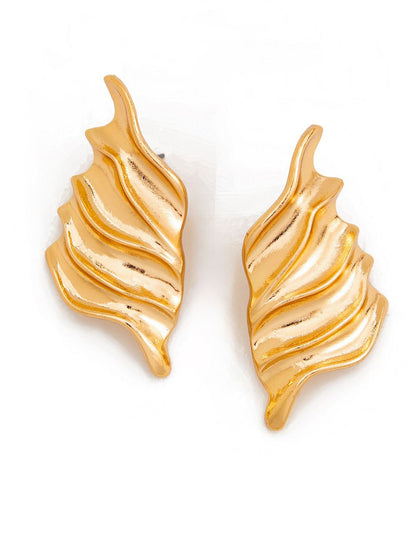 Gold-Plated Leaf Shaped Studs