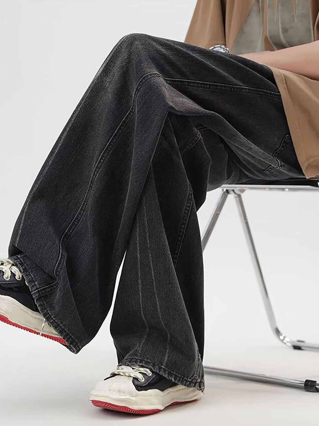 Men Wide Leg Light Fade Jeans