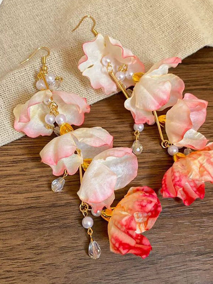 Gold Plated Pearls beaded Contemporary Drop Earrings