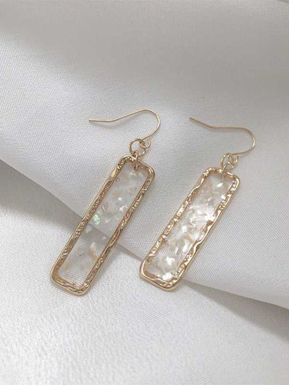 SALTY Pack of 2 Women Resin Long Bar Acrylic Dainty Gold Bling Drop Earrings