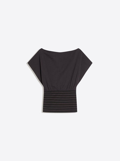 Asymmetric short sleeve print T-shirt with cummerbund
